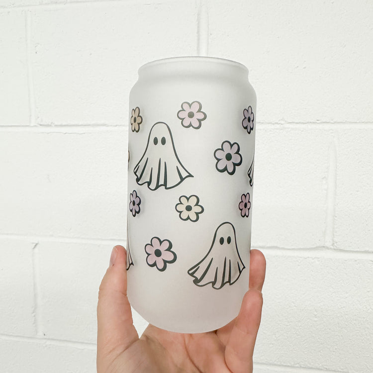 Ghosts and Flowers Can Glass - 18oz