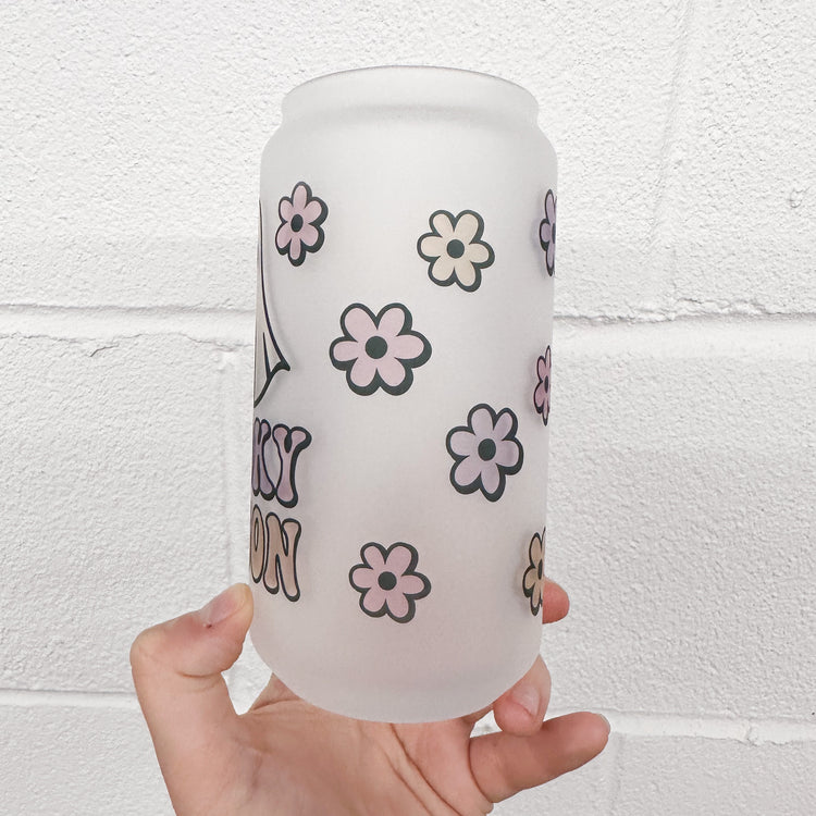 Spooky Season Ghost with Flowers Can Glass - 18oz