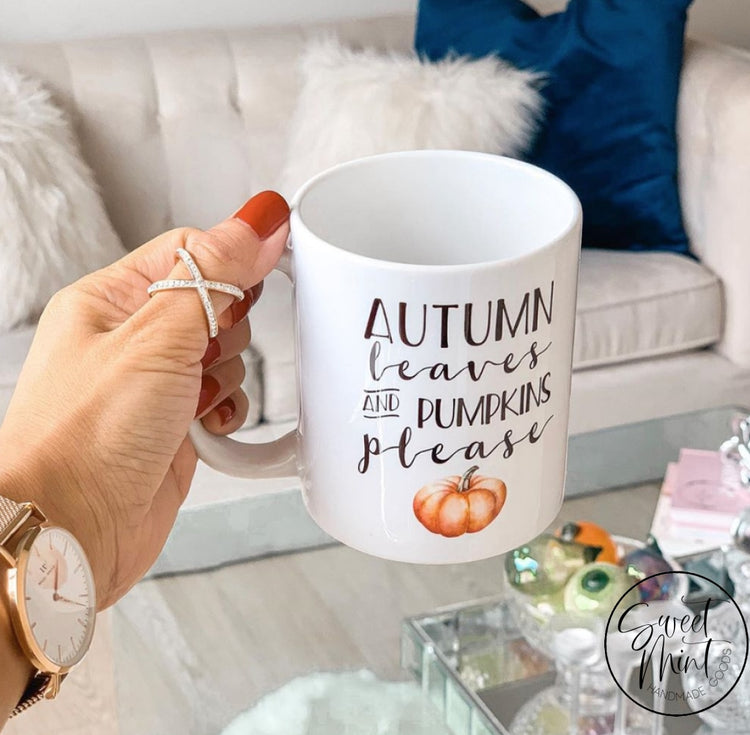 Autumn Leaves And Pumpkins Please Mug - Orange Pumpkin