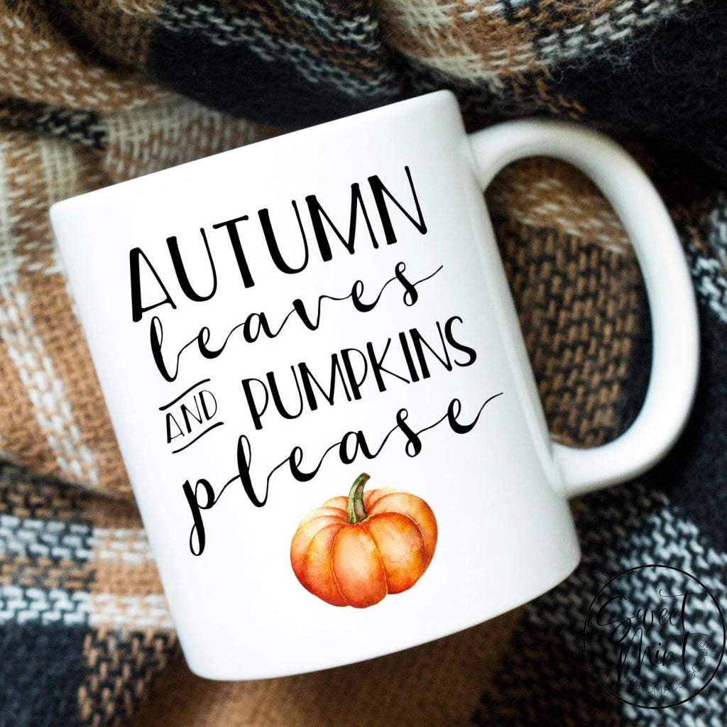 Autumn Leaves And Pumpkins Please Mug - Orange Pumpkin