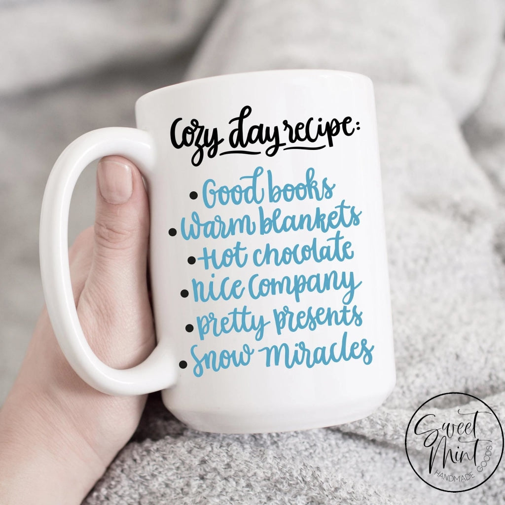 Cozy Day Recipe Mug, Good Books, Warm Blankets, Hot Chocolate, Hot Coc –  Sweet Mint Handmade Goods
