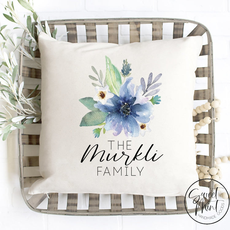 Custom Last Name Family Floral Pillow Cover - 16X16