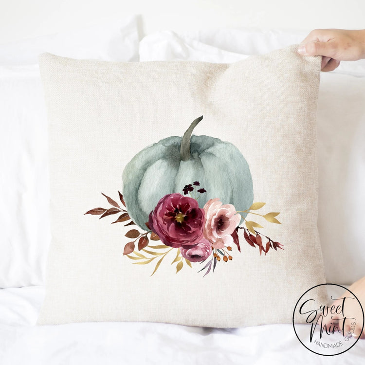 Dark Blue Floral Pumpkin Pillow Cover - Fall / Autumn 16X16