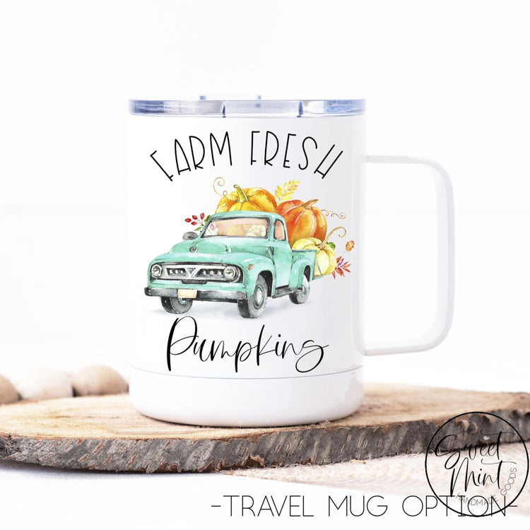 Farm Fresh Pumpkins With Blue Vintage Truck - Fall / Autumn Mug