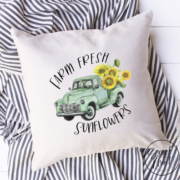 Farm Fresh Sunflowers Truck Pillow Cover - 16X16