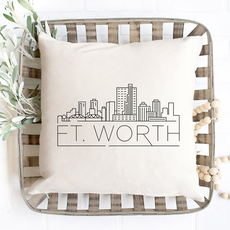 Fort Worth Skyline Pillow Cover