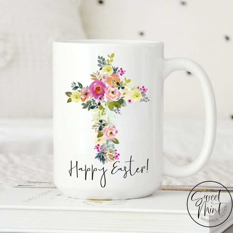 Happy Easter Floral Cross Mug