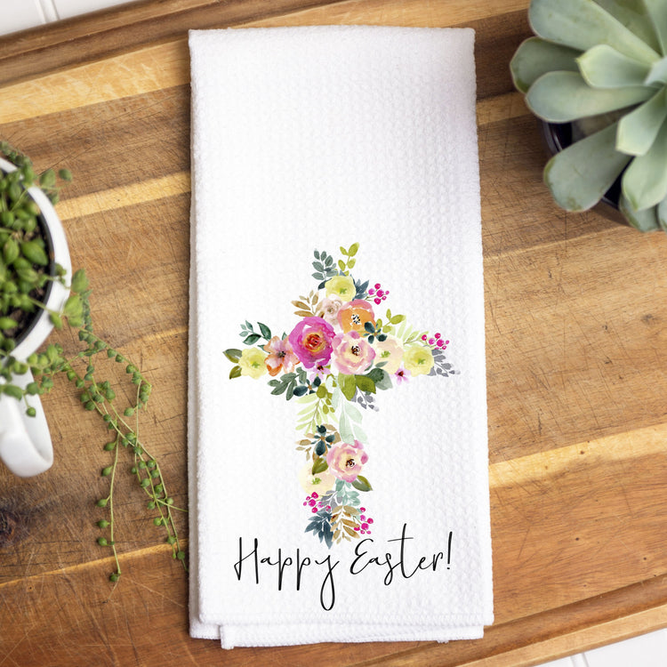 Happy Easter Cross Waffle Towel