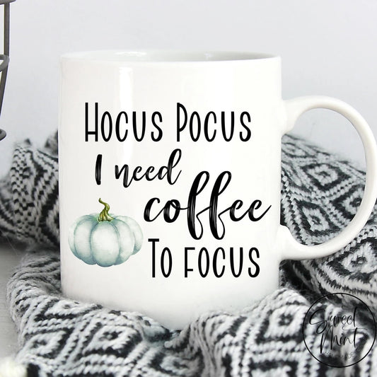 Hocus Pocus I Need Coffee To Focus Mug - Blue Pumpkin Fall / Autumn Mug