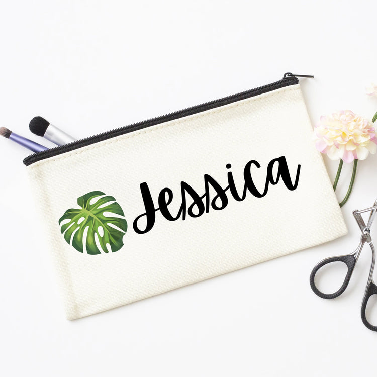 Custom Monstera Leaf Cosmetic Bag
