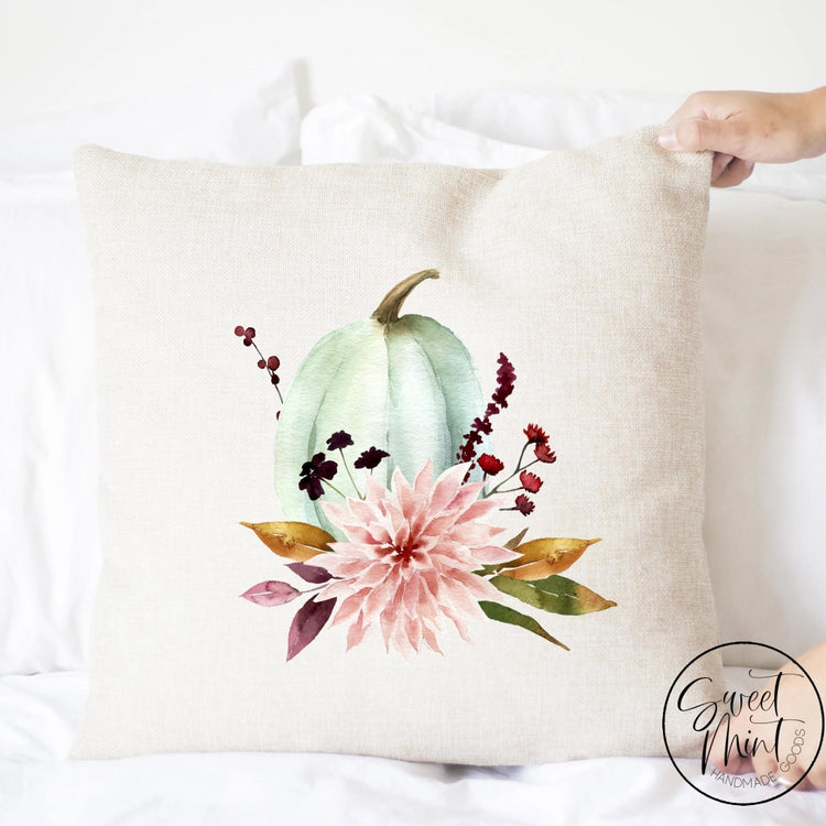Light Blue Floral Pumpkin Pillow Cover - Fall / Autumn 16X16