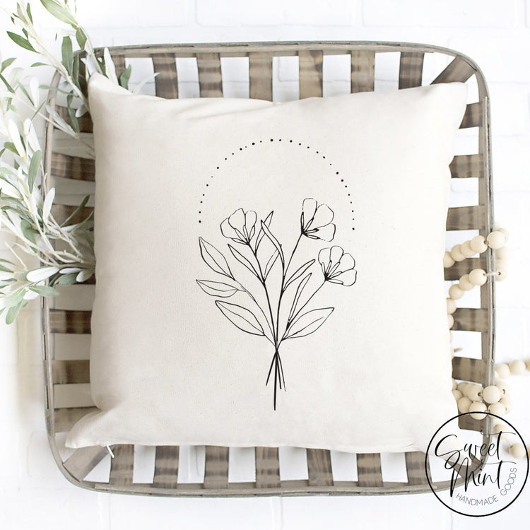 Modern Line Art Floral Bouquet Pillow Cover - 16X16 Pillow Cover