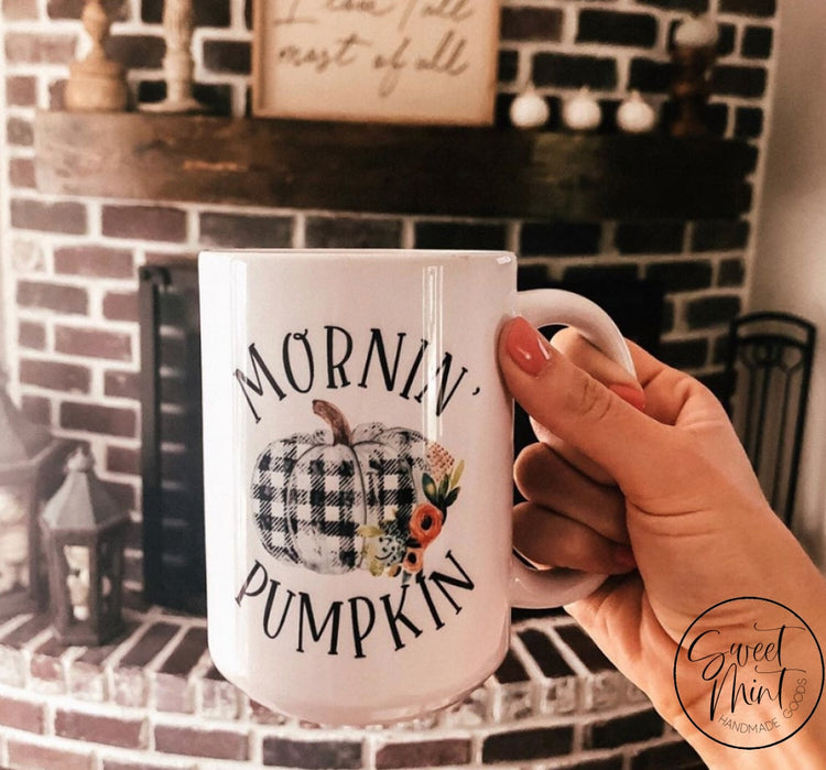 Mornin Pumpkin Mug Buffalo Check - Fall / Autumn