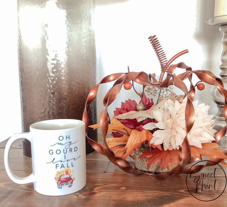 Oh My Gourd I Love Fall Mug With Red Vintage Pumpkin Pick Up Truck - Funny Fall / Autumn Mug