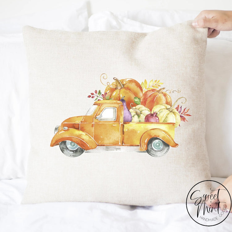 Orange Truck With Pumpkins Pillow Cover - Fall / Autumn 16X16