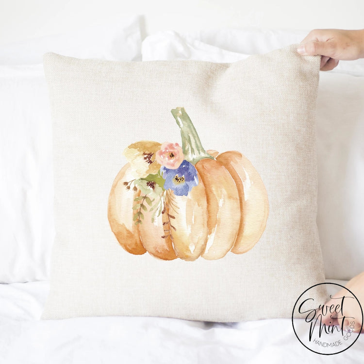 Pumpkin Floral Orange Pillow Cover - Fall / Autumn 16X16