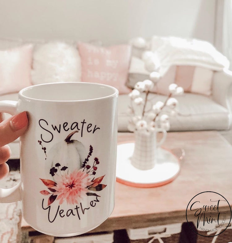 Sweater Weather Floral Pumpkin Mug - Fall / Autumn Mug