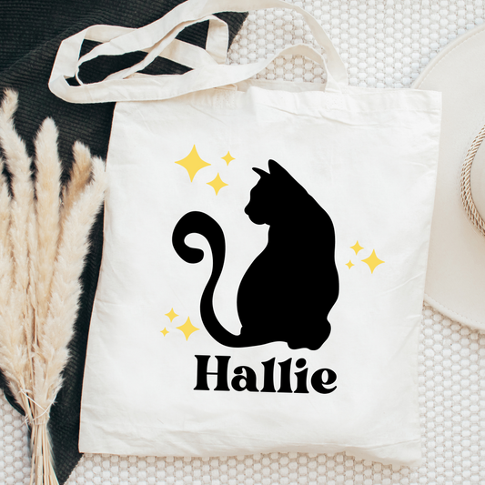 Black Cat Custom Halloween Trick-or-treat Tote Bag