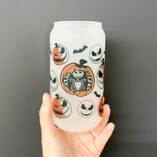 Jack - o - Lantern Frosted Can Glass