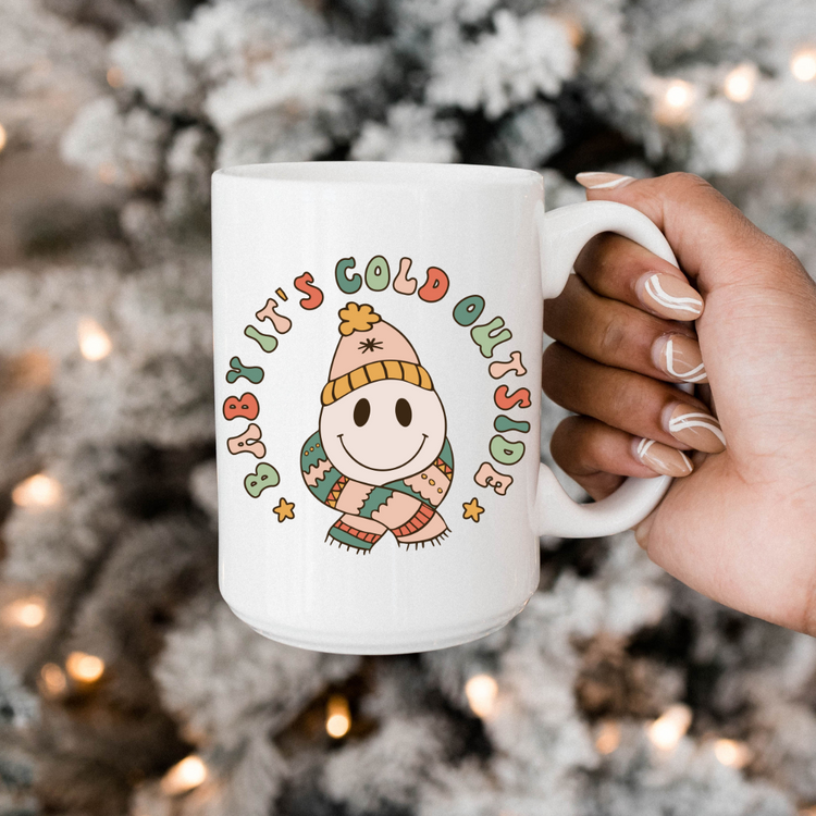 Baby it's cold outside Smiley Face Mug