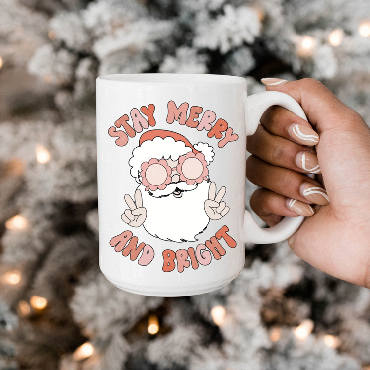 Stay Merry and Bright Santa Mug