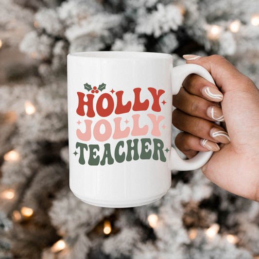 Holly Jolly Teacher Mug