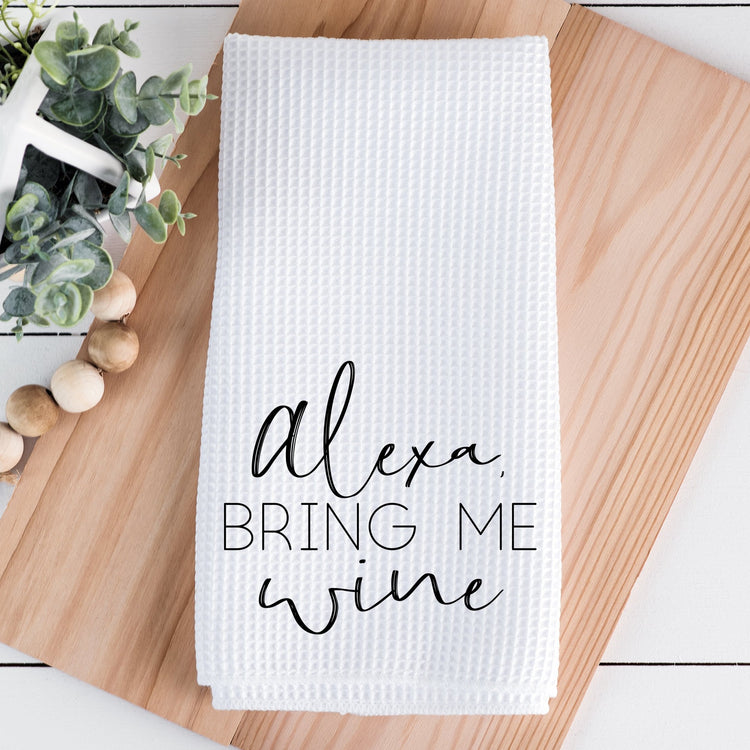 Alexa Bring Me Wine Waffle Towel