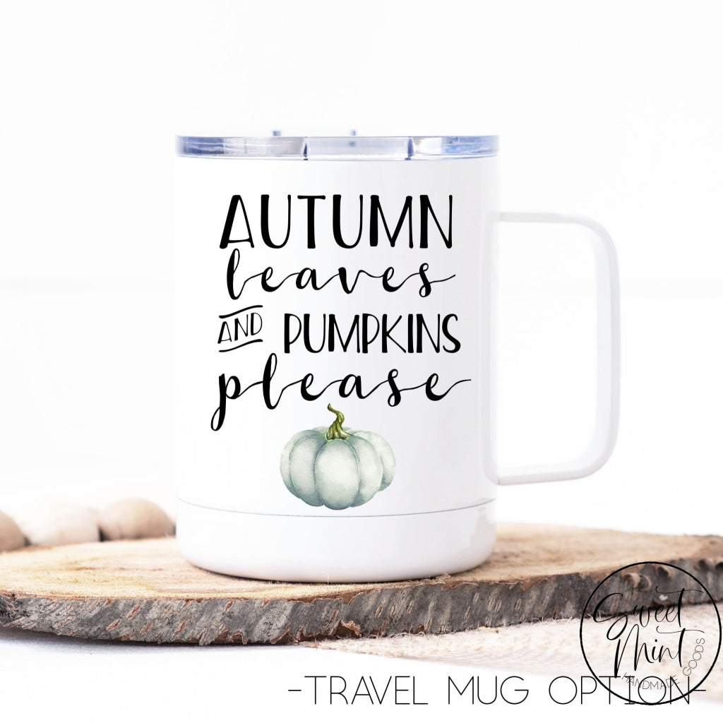 Autumn Leaves And Pumpkins Please Mug - Blue Pumpkin