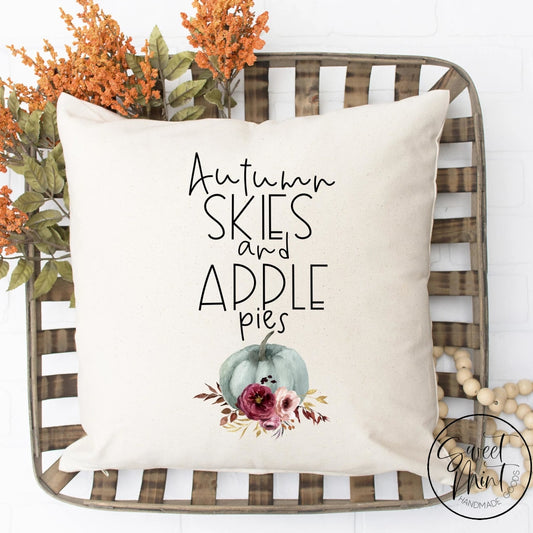 Autumn Skies And Apple Pies W Blue Pumpkin Pillow Cover - Fall / 16X16