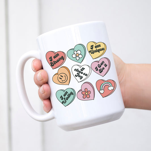 Conversation Hearts Mug - Positive Affirmations