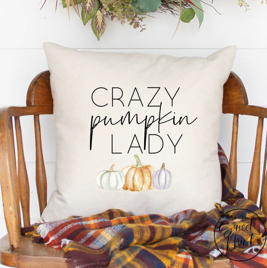 Crazy Pumpkin Lady Pillow Cover - Fall 16X16