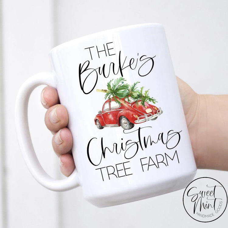 Custom Family Tree Farm Red Car Mug