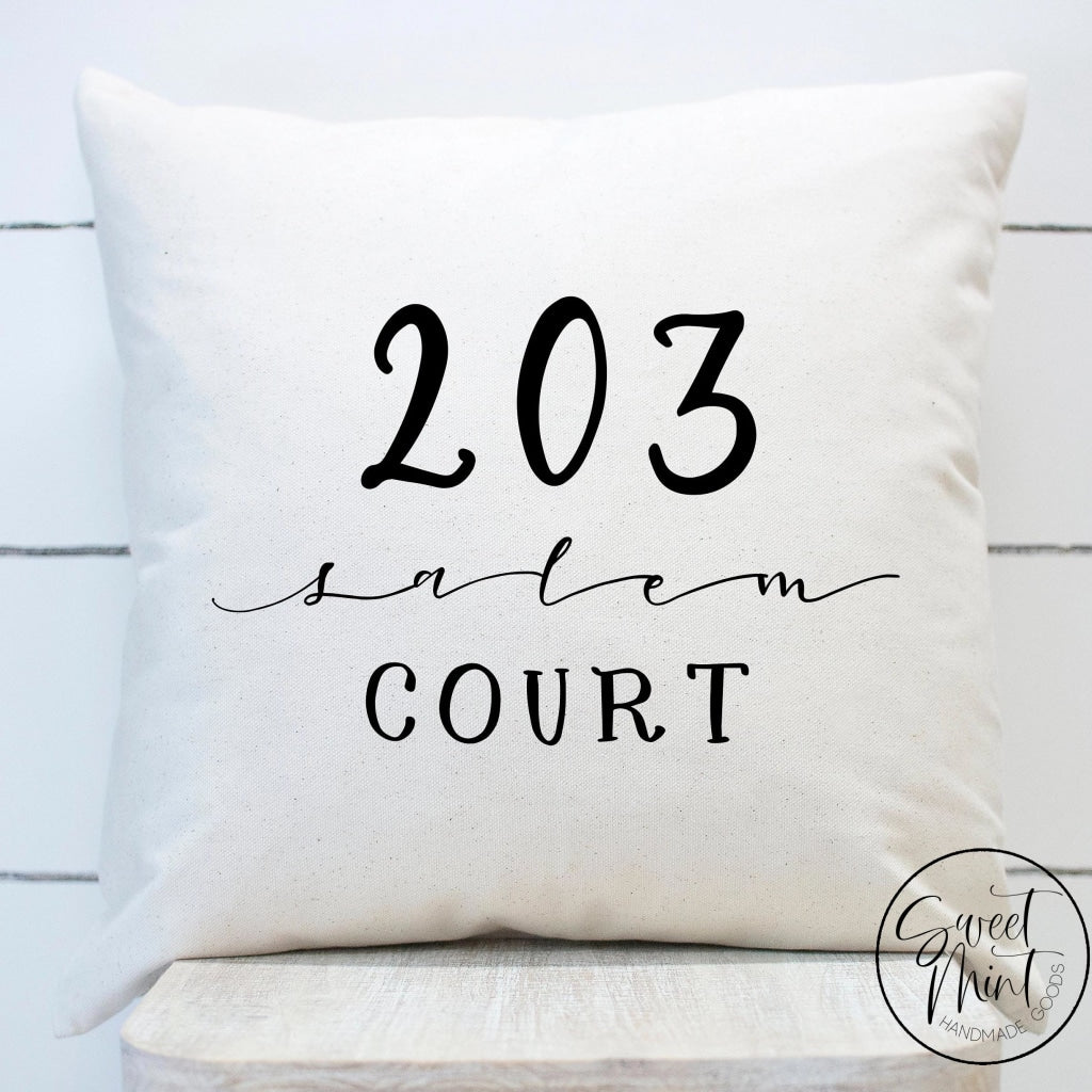 Custom Street Address Pillow Cover - 16X16