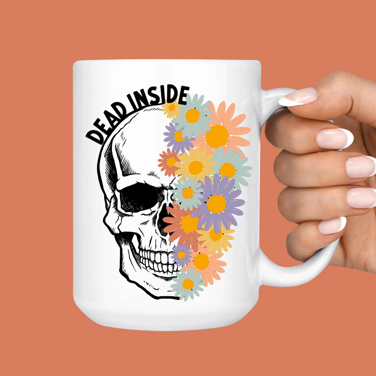Dead Inside Floral Skull Mug
