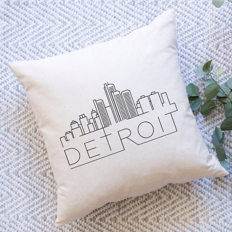 Detroit Skyline Pillow Cover