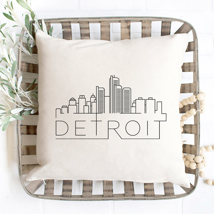 Detroit Skyline Pillow Cover