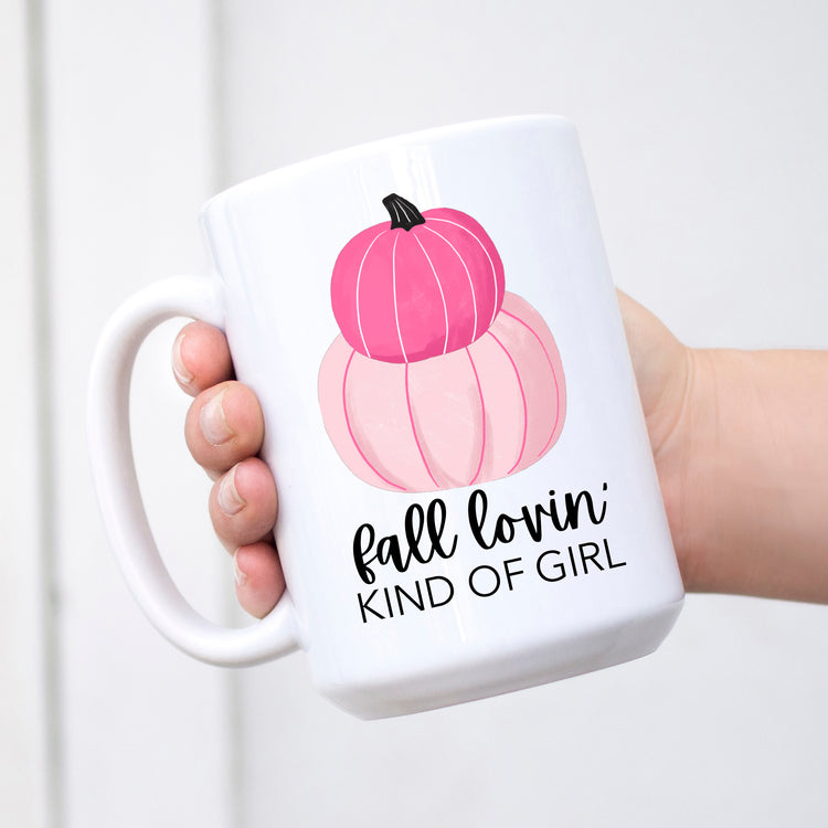 Fall Lovin' Kind of Girl Pink Pumpkins Mug