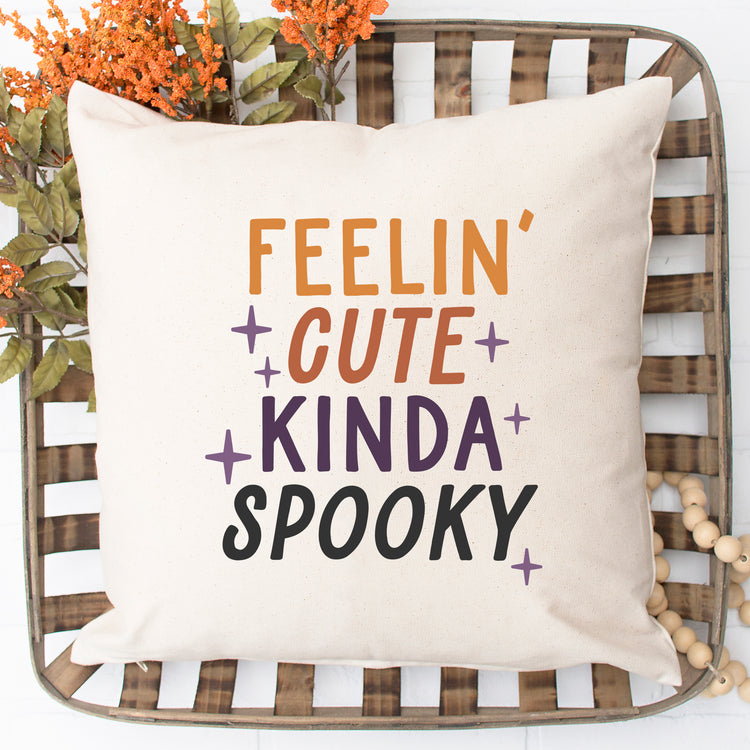 Feelin' Cute Kinda Spooky Pillow Cover - 16"x16"