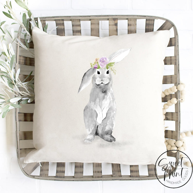 Floral Bunny Pillow Cover - Easter / Spring 16X16