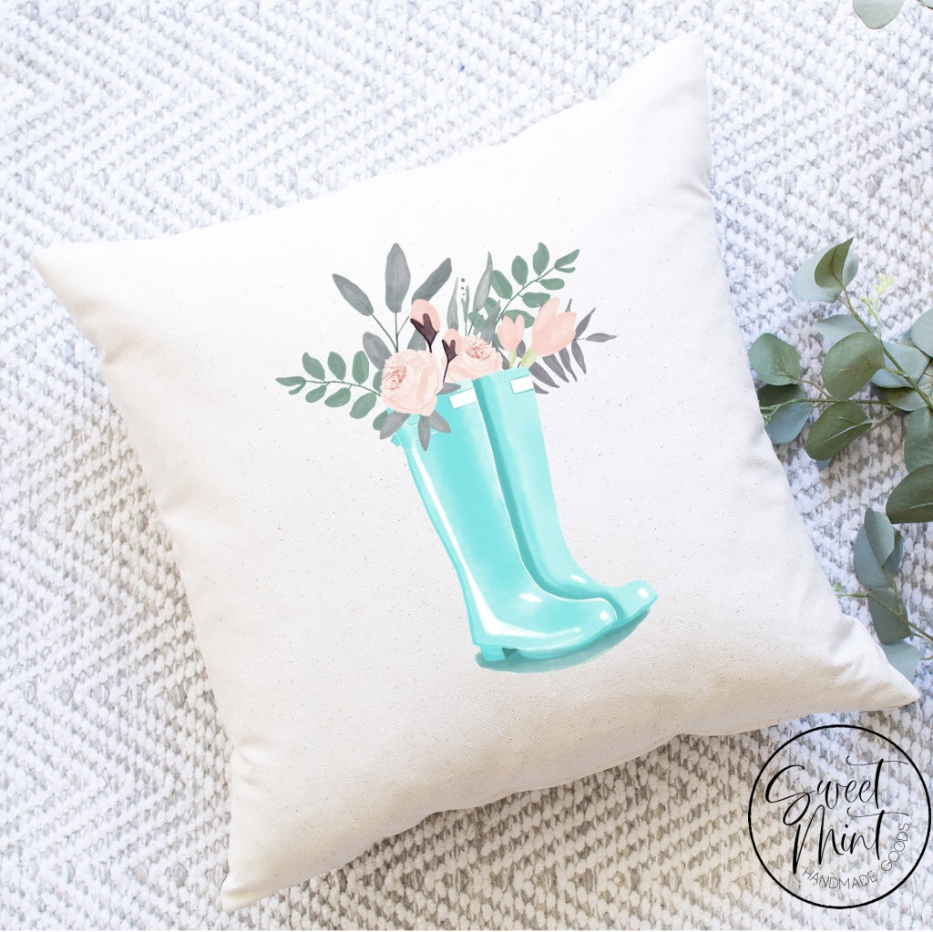 Floral Rainboots Pillow Cover - 16X16