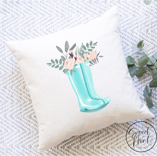 Floral Rainboots Pillow Cover - 16X16
