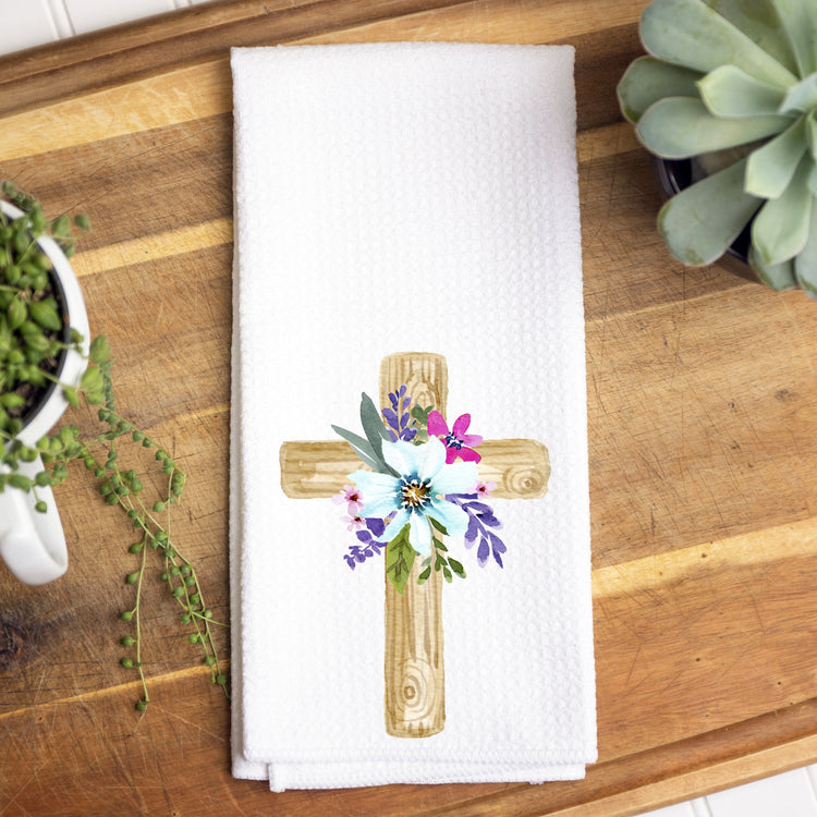 Floral Cross Waffle Towel