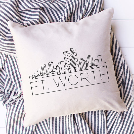 Fort Worth Skyline Pillow Cover