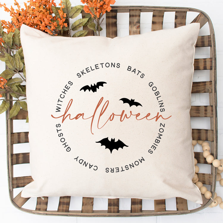 Halloween Circle Text Pillow Cover - 16x16"