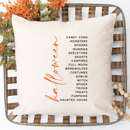 Halloween Words Pillow Cover - 16x16"
