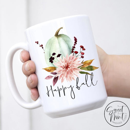 Happy Fall Floral Pumpkin Mug - / Autumn
