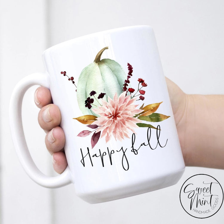 Happy Fall Floral Pumpkin Mug - / Autumn
