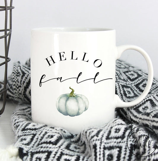 Hello Fall Mug - Blue Pumpkin Autumn
