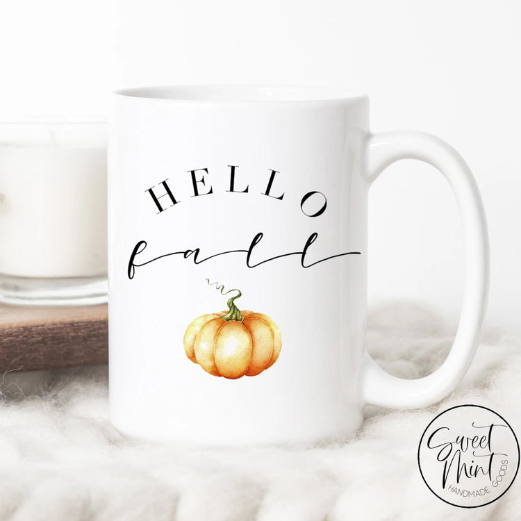 Hello Fall Mug - Orange Pumpkin