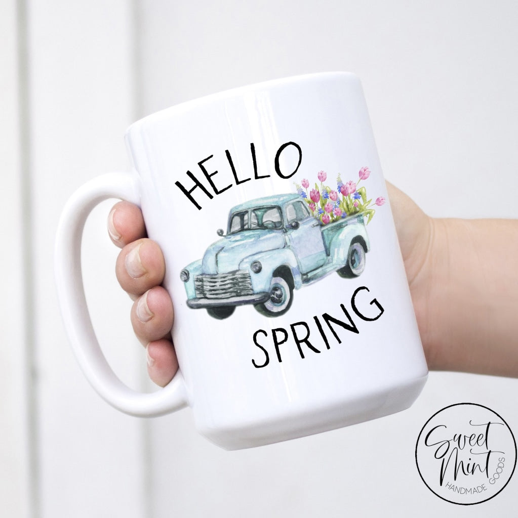 Hello Spring Flower Truck Mug